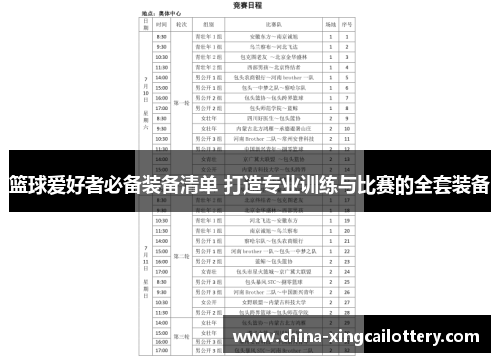 篮球爱好者必备装备清单 打造专业训练与比赛的全套装备